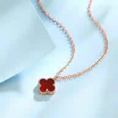 佐卡伊 轻奢四叶草高级感轻奢简约 玛瑙 项链 女款