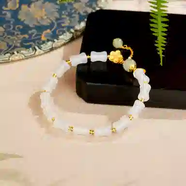 佐卡伊 幸运小桃花 竹节手串 新中式国潮 高级感转运珠 玉髓 手串 女