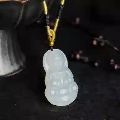 佐卡伊 观音 佛公吊坠 观音弥勒佛手工编织绳 古风国潮冰透平安顺遂 经典东方新中式 玉髓 足金项链 女款