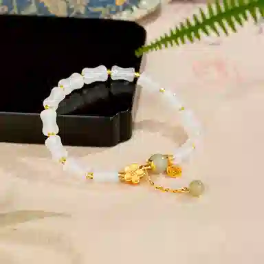 佐卡伊 幸运小桃花 竹节手串 新中式国潮 高级感转运珠 玉髓 手串 女