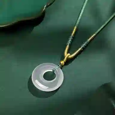 佐卡伊 招财平安扣吊坠 新中式古风 小众轻奢设计编织挂绳纪念生日 玉髓 项链 女款