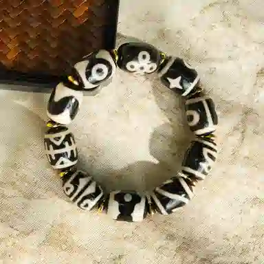 佐卡伊 黑白多宝天珠 藏式国潮国风编织小众高级感情侣招财平安 玛瑙 手串 男女同款情侣款