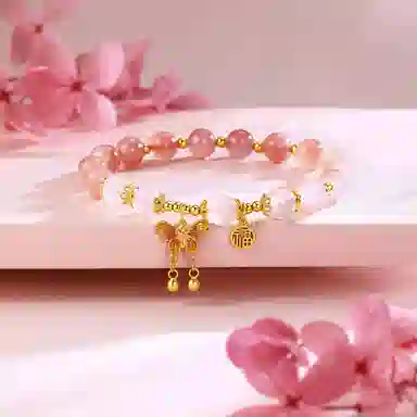 佐卡伊 蝴蝶手串 转运珠手串生日礼物 新中式小众闺蜜 玉髓 玉石手串 女款