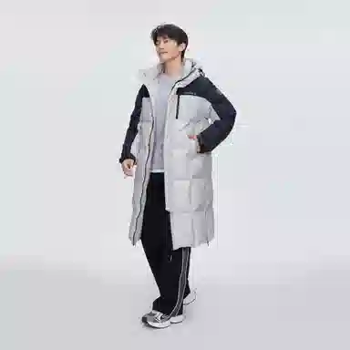 波司登 过膝款时尚连帽羽绒服 男款