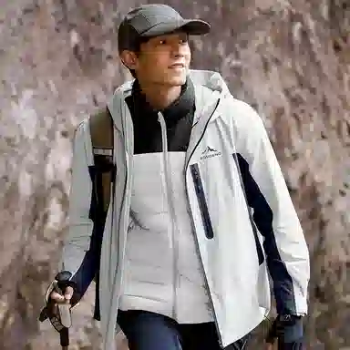 波司登  叠变系列 蓬鹅绒内胆纯色拼接防风防水透气户外运动露营登山蓄热保暖简约长袖 冲锋衣 男女同款
