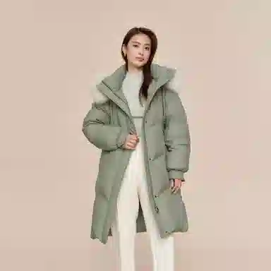 波司登 中长款连帽保暖厚款纯色舒适简约长袖羽绒服 女款