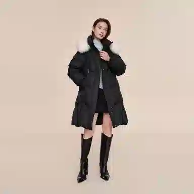 波司登 中长款连帽保暖厚款纯色舒适简约长袖羽绒服 女款