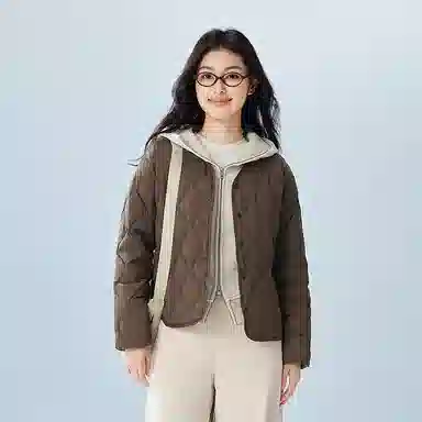 波司登 轻暖系列 无领排扣内胆防泼水拒油轻薄保暖纯色内穿宽松外套羽绒服 女款