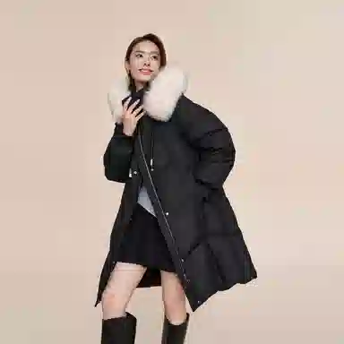 波司登 中长款连帽保暖厚款纯色舒适简约长袖羽绒服 女款