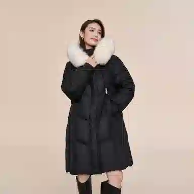 波司登 中长款连帽保暖厚款纯色舒适简约长袖羽绒服 女款