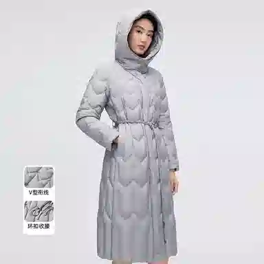 波司登 轻薄连帽长款纯色常规长袖通勤羽绒服 女款