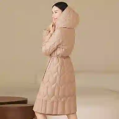 波司登 轻薄连帽长款纯色常规长袖通勤羽绒服 女款