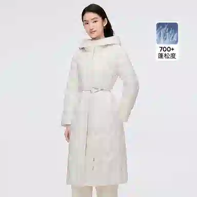 波司登 轻薄连帽长款纯色常规长袖通勤羽绒服 女款