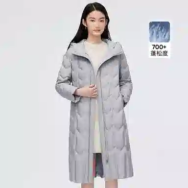波司登 轻薄连帽长款纯色常规长袖通勤羽绒服 女款