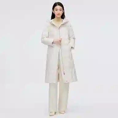 波司登 轻薄连帽长款纯色常规长袖通勤羽绒服 女款