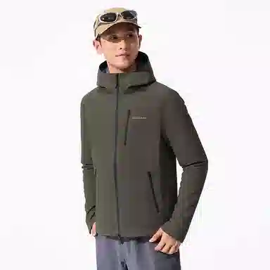 波司登  功能服饰系列 轻盈纯色户外机能单层软壳下摆抽绳可调节风帽  防水防风透气耐磨冲锋衣 男款