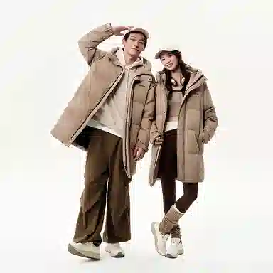 波司登 老钱风长款潮流百搭面包服宽松显瘦秋冬保暖美式高街体育生训练外套轻便连帽保暖抗寒羽绒服 男女同款