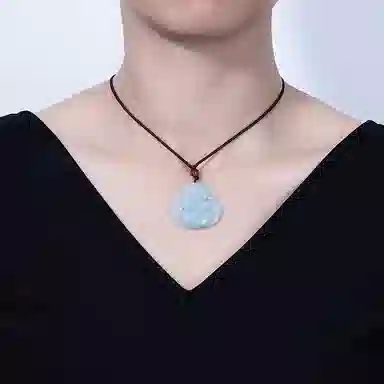 贝戈丽丝 国潮经典弥勒佛项坠 立体雕刻气质显白玉佩配饰 其他 翡翠吊坠 男女同款情侣款 配黑绳链