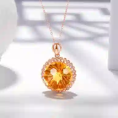 贝戈丽丝 大金花项坠  小众设计款锁骨链  时尚个性吊坠  日常搭配 水晶 玉石项链 女款