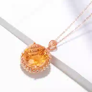 贝戈丽丝 大金花项坠  小众设计款锁骨链  时尚个性吊坠  日常搭配 水晶 玉石项链 女款