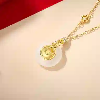 贝戈丽丝 萌趣小龙 生肖铜钱钱币 玉髓 玉石项链 女款