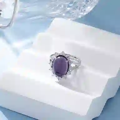 豫银 紫韵华彩 • 镶嵌铜镀银合成立方氧化锆点缀 水晶 戒指 女款