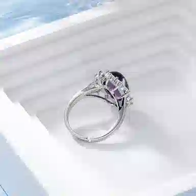 豫银 紫韵华彩 • 镶嵌铜镀银合成立方氧化锆点缀 水晶 戒指 女款