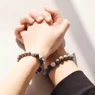 豫银 海天一色 • 交相辉映系列纯净深邃 蓝纹石与白纹石 手串 男女同款情侣款
