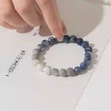 豫银 海天一色 • 交相辉映系列纯净深邃 蓝纹石与白纹石 手串 男女同款情侣款