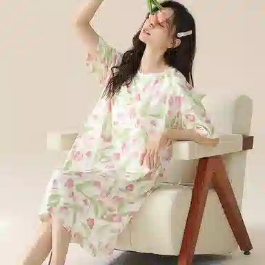 帕兰朵 薄款可爱外穿短袖睡裙 女款
