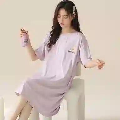 帕兰朵 薄款可爱外穿短袖睡裙 女款