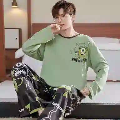 帕兰朵 休闲长袖长裤加大码睡衣套装 男款