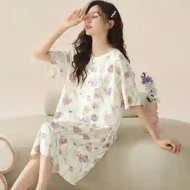 帕兰朵 薄款可爱外穿短袖睡裙 女款