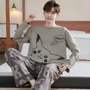 帕兰朵 休闲长袖长裤加大码睡衣套装 男款