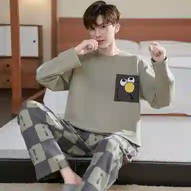 帕兰朵 休闲长袖长裤加大码睡衣套装 男款