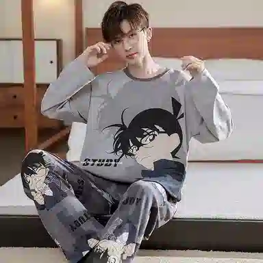 帕兰朵 休闲长袖长裤加大码睡衣套装 男款