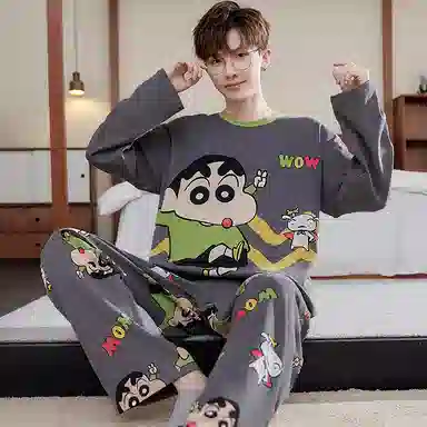 帕兰朵 休闲长袖长裤加大码睡衣套装 男款