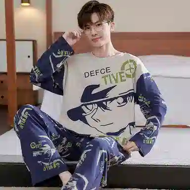 帕兰朵 休闲长袖长裤加大码睡衣套装 男款