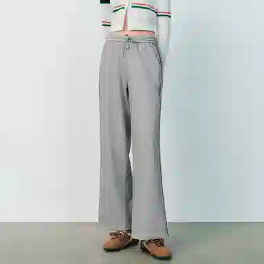 URBAN REVIVO Colorblock Casual Pants Light Grey
