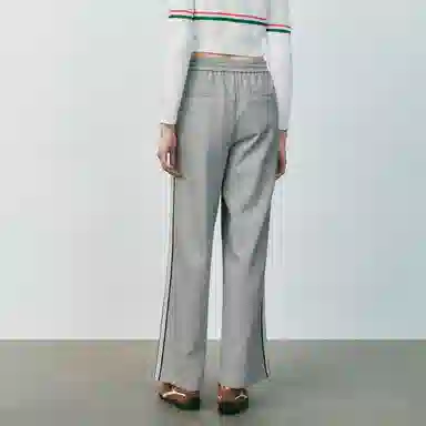 URBAN REVIVO Colorblock Casual Pants Light Grey