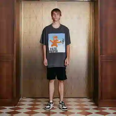 False Perception Angel Simpson Washed Black Tee