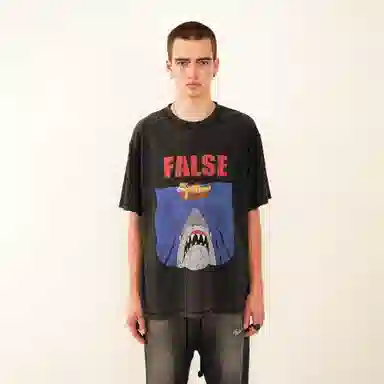 False Perception Simpson Shark Tee Vintage Black