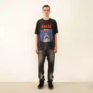 False Perception Simpson Shark Tee Vintage Black