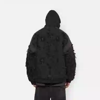 ARNODEFRANCE Burn Scar Distressed Hoodie Jacket Black