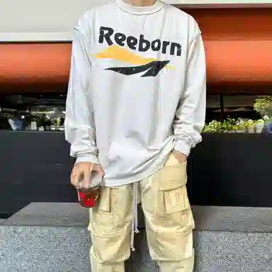 False Perception Slogan Washed Long Sleeve Tee