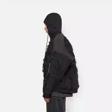 ARNODEFRANCE Burn Scar Distressed Hoodie Jacket Black