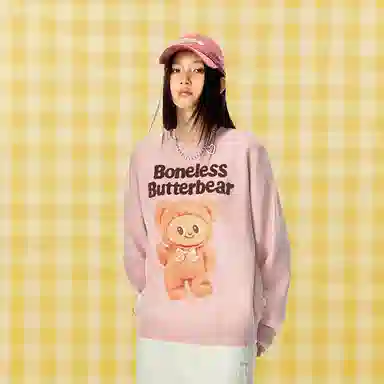 BONELESS Bear Print Long Sleeve Sweater