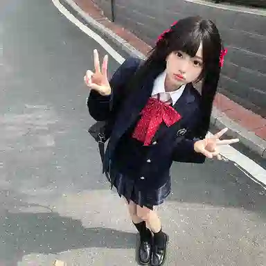 兔半眠 纯色学院风休闲制服 女款