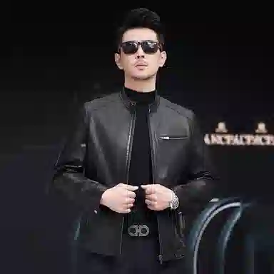 比利斯山羊 简约大气立领牛皮真皮皮衣 男女同款