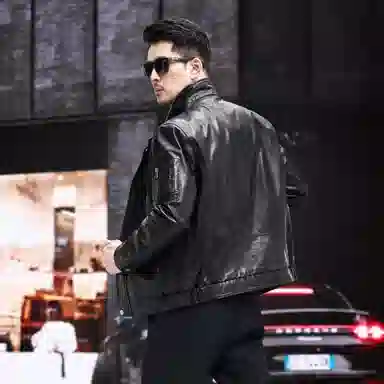 比利斯山羊 时尚休闲翻领牛皮真皮皮衣 男女同款